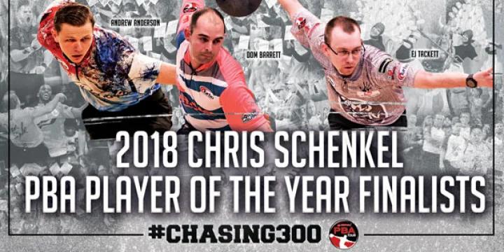 Andrew Anderson, Dom Barrett or E.J. Tackett will be announced as 2018 PBA Player of the Year on Tuesday