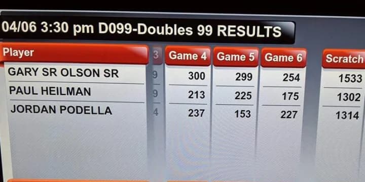 Gary Olson Sr. blasts stunning 853 with a Columbia 300 YELLOW DOT to take singles lead at State Tournament