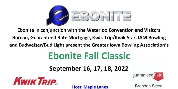 Lane pattern released for 2022 GIBA Ebonite Fall Classic Sept. 16-18 at Maple Lanes in Waterloo, Iowa