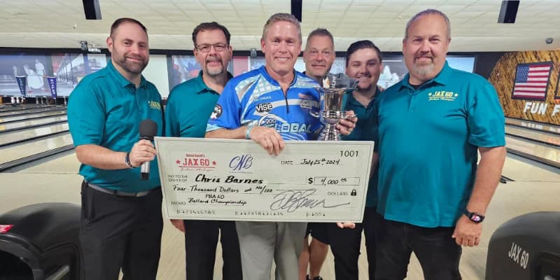 Punishing new Brunswick synthetic pins, Chris Barnes overwhelms Tony 'Stone 8' Oliva to win 2024 PBA50 Ballard Championship