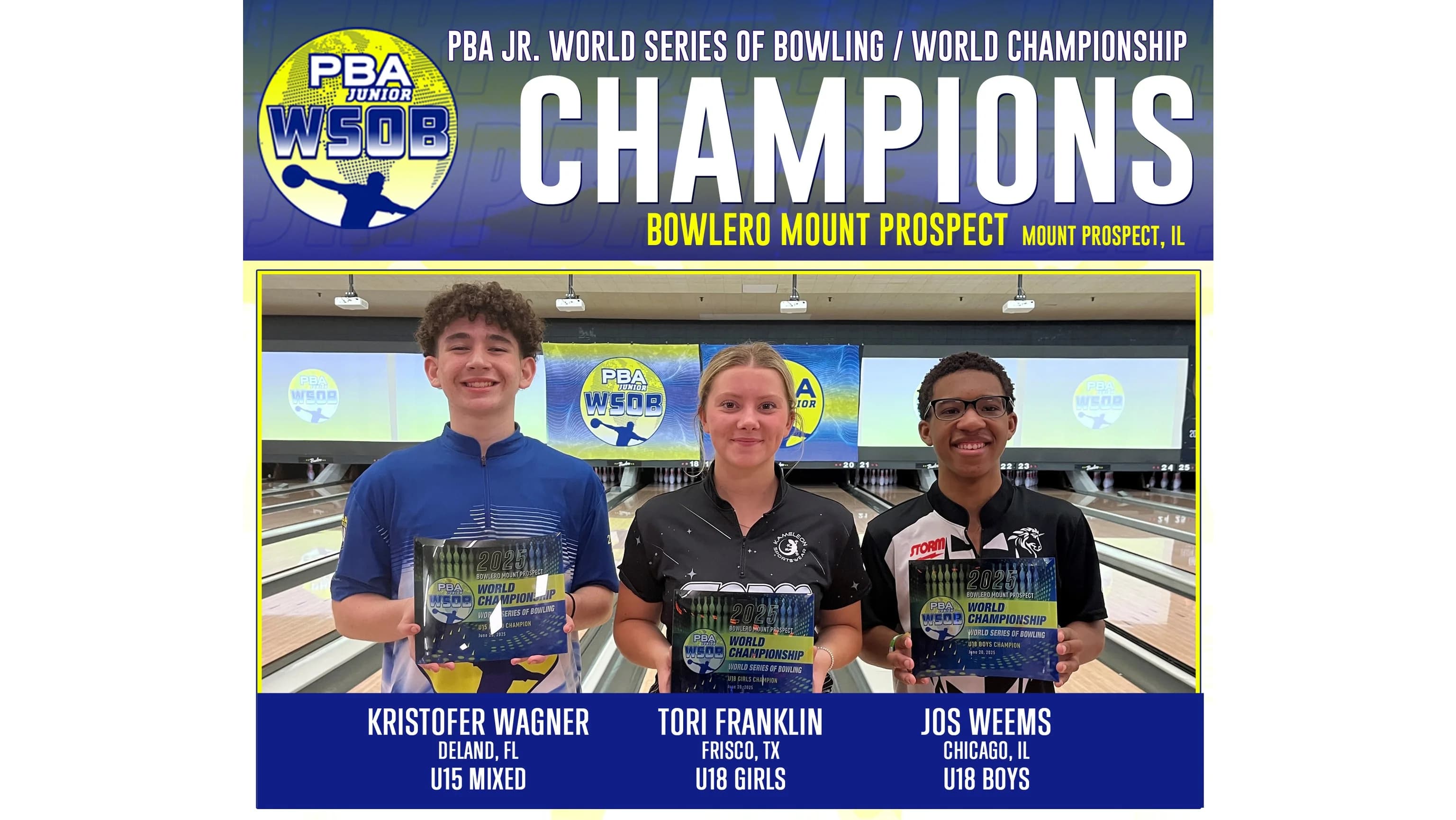 Kristofer Wagner, Tori Franklin dominate 2025 PBA Junior World Series of Bowling