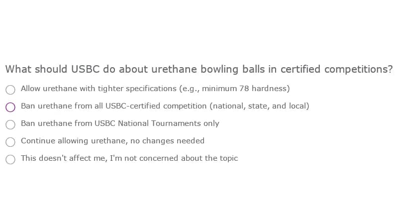 Are more restrictions — or even a ban — on urethane bowling balls under serious discussion at USBC? (Yes, USBC answers a day after this story published.)