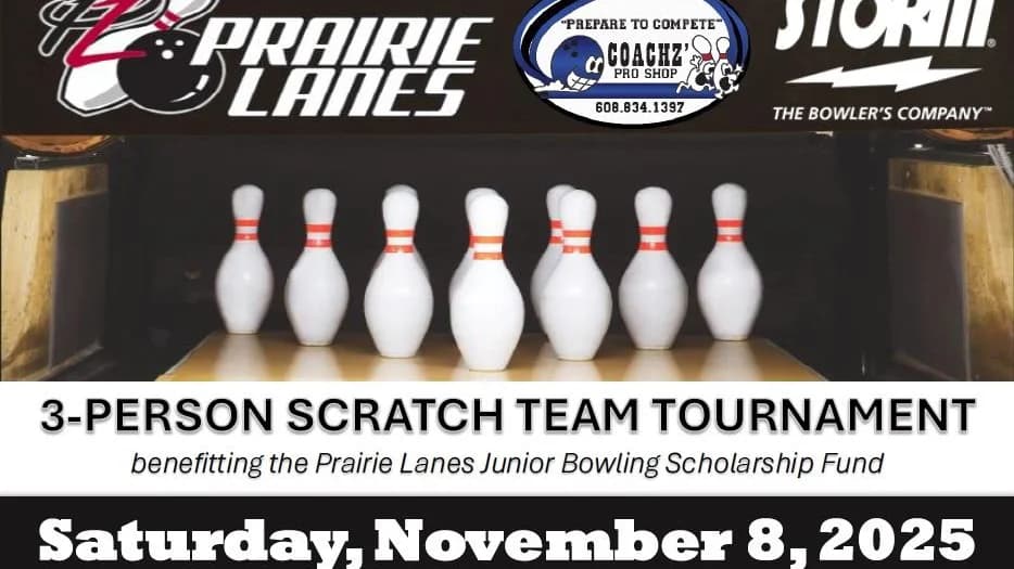 2025 3-Person Scratch Tournament Benefitting Prairie Lanes Junior Scholarship Fund set for Nov. 8 at Prairie
