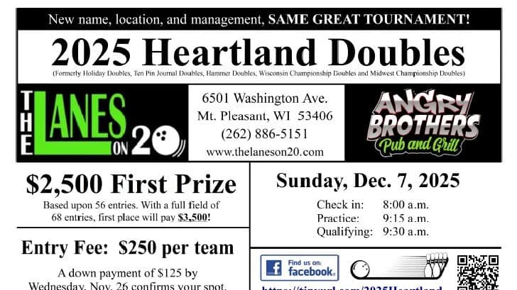Midwest Championship Doubles now Heartland Doubles, moves to Lanes on 20 in Racine