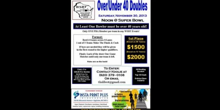 Popular Over 40/Under 40 doubles tourney set for Nov. 30 in Appleton   