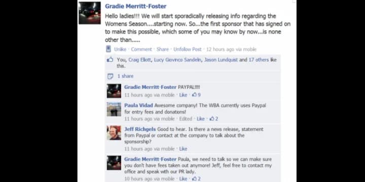 Details unavailable on PayPal ‘sponsorship’ of iGrind WBA 