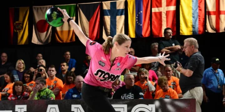 Kelly Kulick at Bowl-A-Vard for Storm Match Maker ball demo event March 7