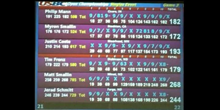 Matt Smallin back in Open Championships headlines, grabbing leads with 785 in singles, 2,060 all-events