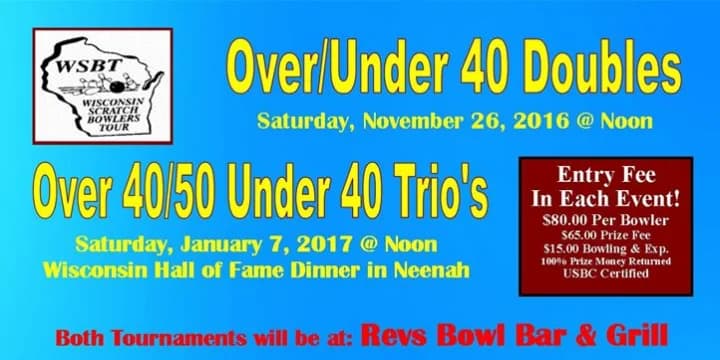 WSBT Over 40/Under Doubles set for Nov. 26, Over 40/50/Under 40 Trios Jan. 7