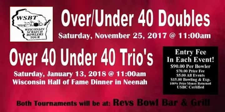 WSBT Over 40/Under Doubles set for Nov. 25, Over 40/Under 40 Trios Jan. 13