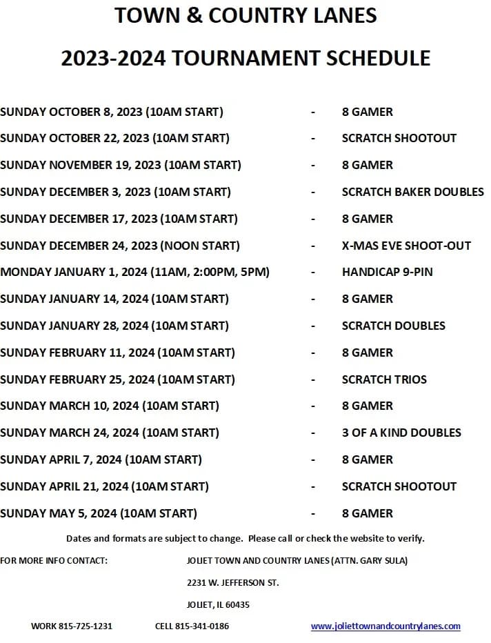2023-24 Town & Country Lanes tournaments