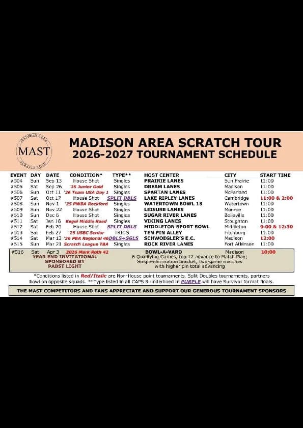 MAST 2026-27 schedule