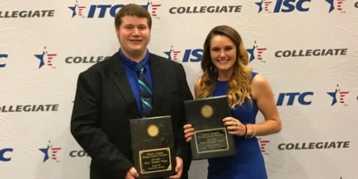 Scott Hill of Lindenwood, Caitlyn Johnson of Webber International voted college bowling MVPs by coaches, Bowlers of the Year by media