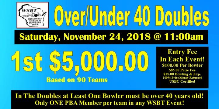 WSBT Over 40/Under 40 Doubles set for Nov. 24 at Revs in Oshkosh