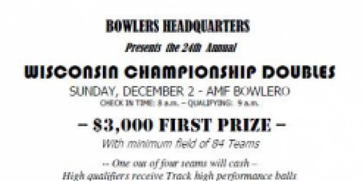 Update: Lane pattern released, format tweaked for 24th annual Wisconsin Championship Doubles Sunday, Dec. 2 at AMF Bowlero