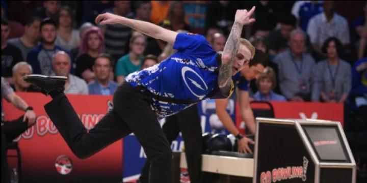 Jesper Svensson averages nearly 260 in leading first round of PBA events in Oklahoma that highlights Catch 22 of PBA lane conditions