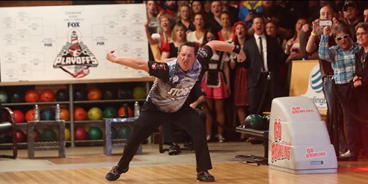 Rhino Page nearly blows the roof off of Bayside Bowl as he advances in first show of 2019 PBA Playoffs with Andres Gomez, Kyle Troup, Kris Prather
