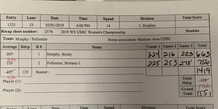 Madison Area USBC's Kristy Werronen wins all-events title, Brittany Pollentier and Becky Murphy doubles title at 2019 Women's State Tournament — unofficially