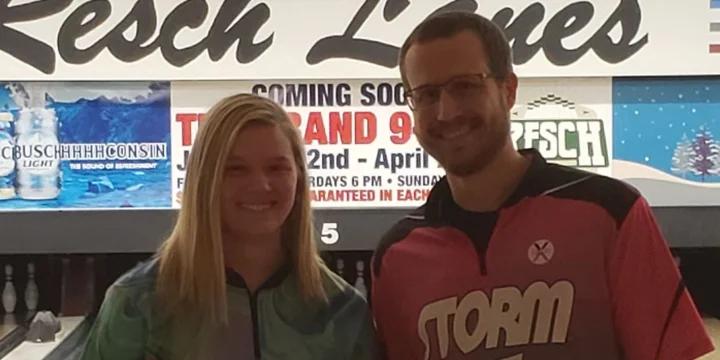 Nicole Kleutgen blazes a trail in defeating Adam Noack to win Wolf River Scratch Bowlers Tour at Resch Lanes in Wittenberg