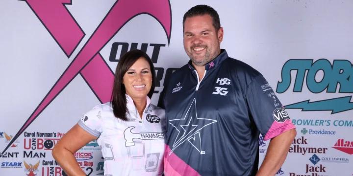 Wes Malott, Shannon Sellens edge Bill O'Neill, Shannon O'Keefe for qualifying lead at 2022 Storm PBA-PWBA Striking Against Breast Cancer Mixed Doubles — aka The Luci