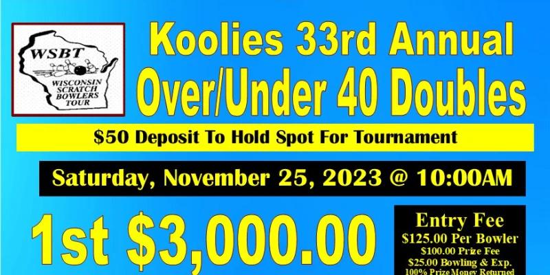 Koolie returns for 2023 WSBT Over 40/Under 40 Doubles Nov. 25 at Revs in Oshkosh