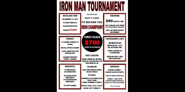 16-game Ironman Tournament set for Nov. 17 at New Berlin Bowl