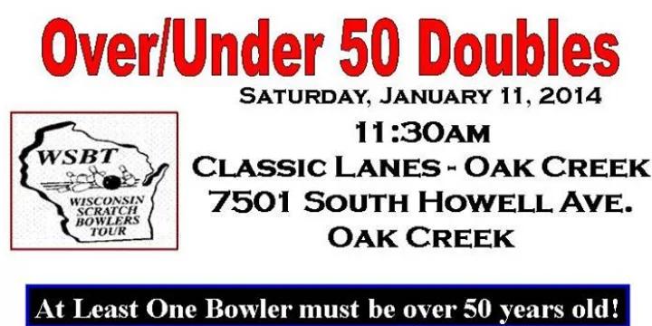 Update: Details on Over 50/Under 50 doubles Jan. 11 in Milwaukee area