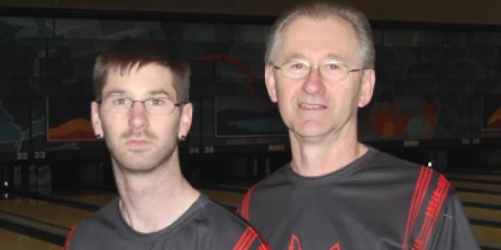 Minnesota father and son Clark and Carl Poelzer fire 1,465 for doubles lead at 2014 Open Championships