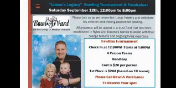 Bowling tournament, fundraiser for children of Lukas Howery set for Sept. 12 at Bowl-A-Vard Lanes