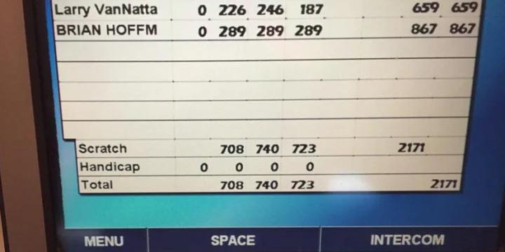 Brian Hoffman sets MBA record with 289 triplicate for near-record 867 series